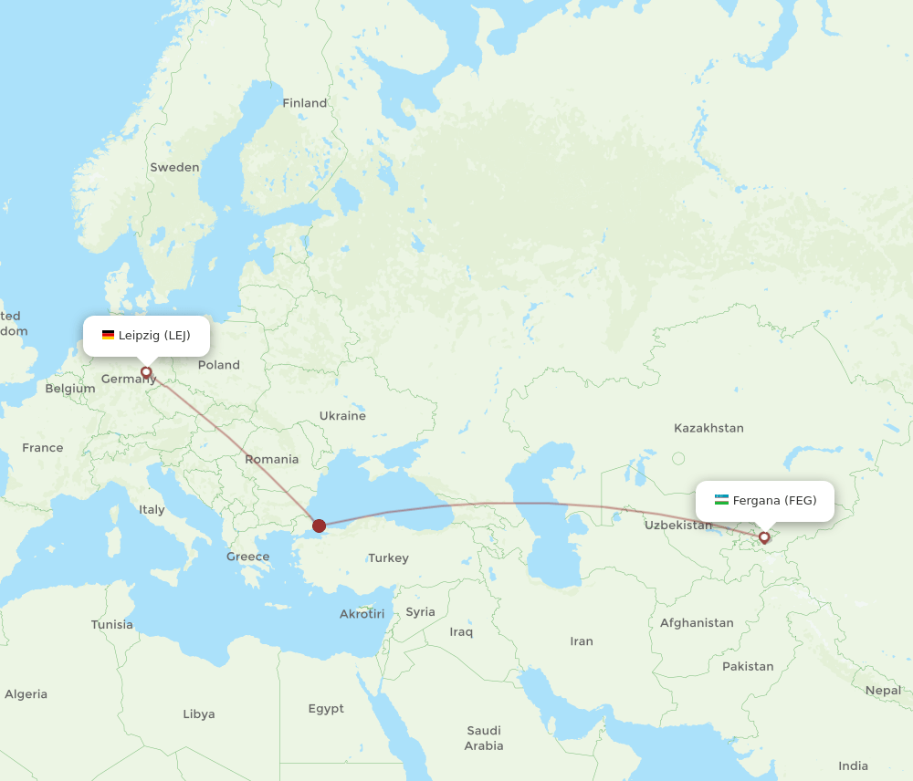 LEJ-FEG flight routes