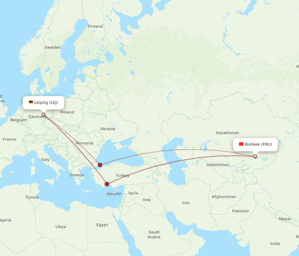 LEJ-FRU flight routes