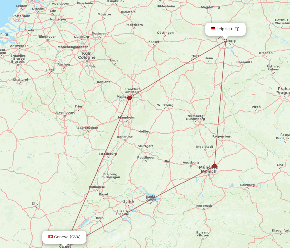 LEJ to GVA flights and routes map