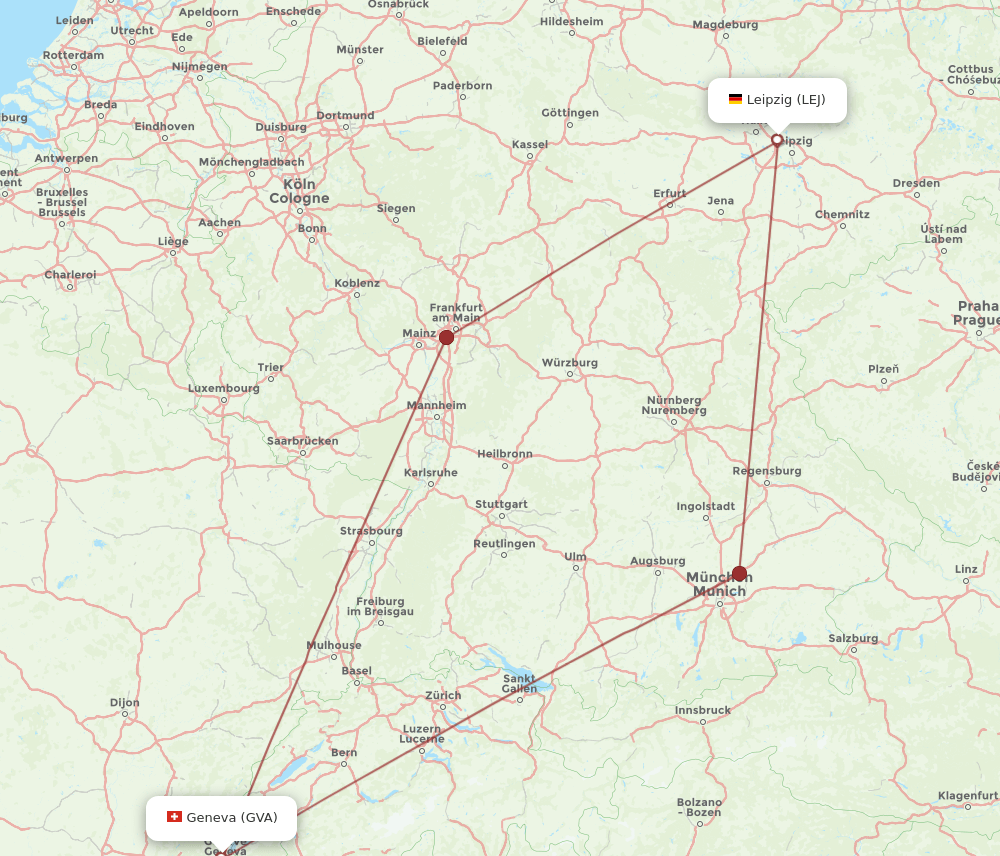 LEJ-GVA flight routes