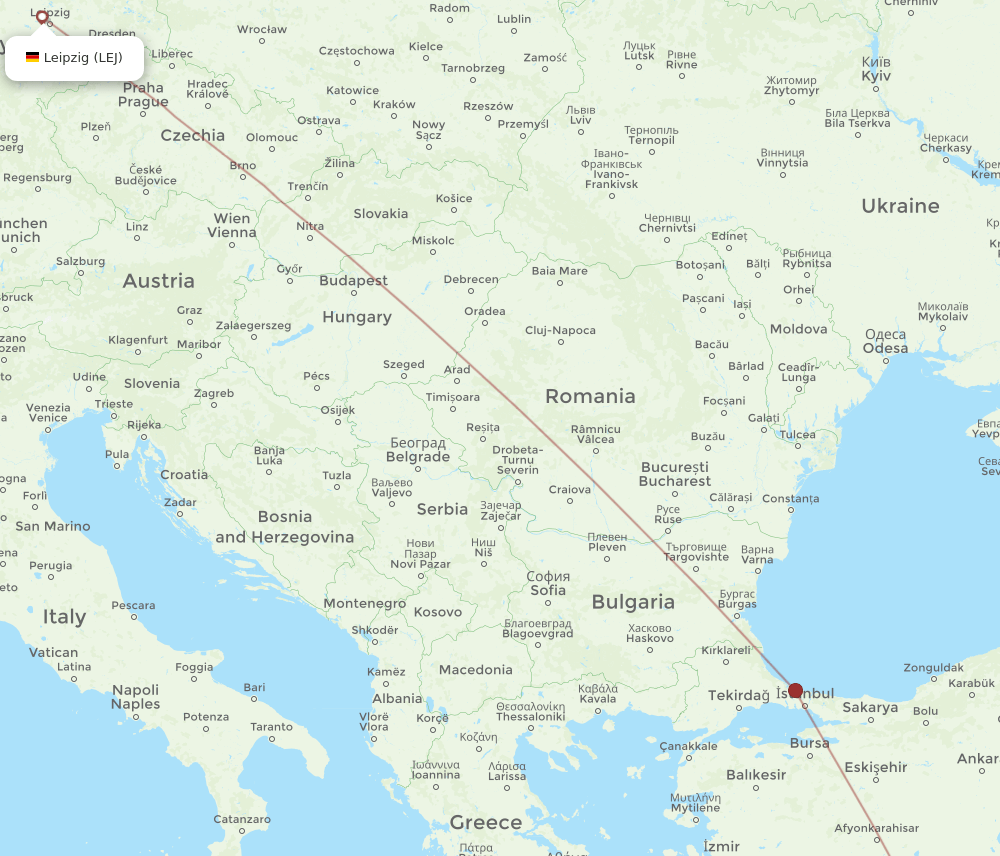 LEJ to GZP flights and routes map
