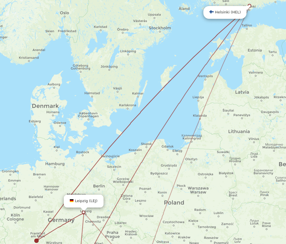LEJ-HEL flight routes
