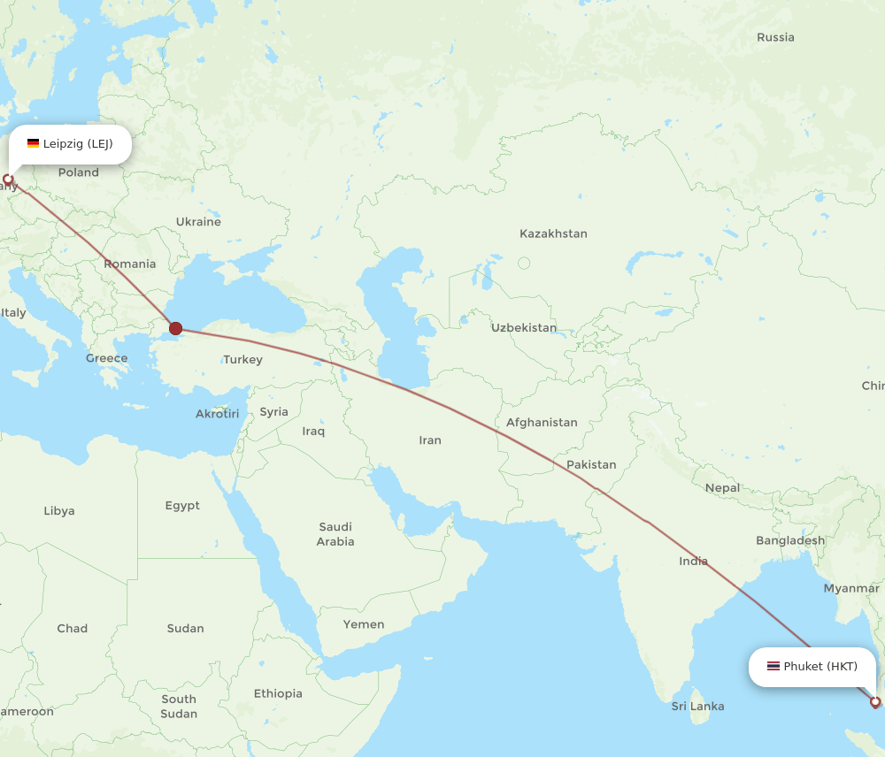 LEJ-HKT flight routes