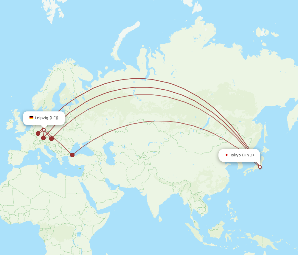 LEJ-HND flight routes