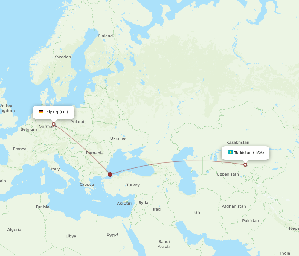 LEJ-HSA flight routes