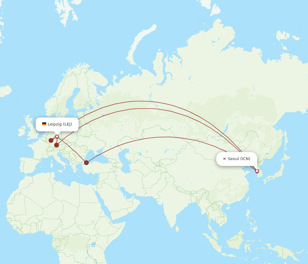 LEJ-ICN flight routes