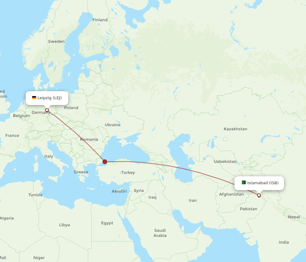 LEJ-ISB flight routes