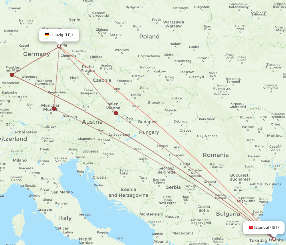 LEJ to IST flights and routes map