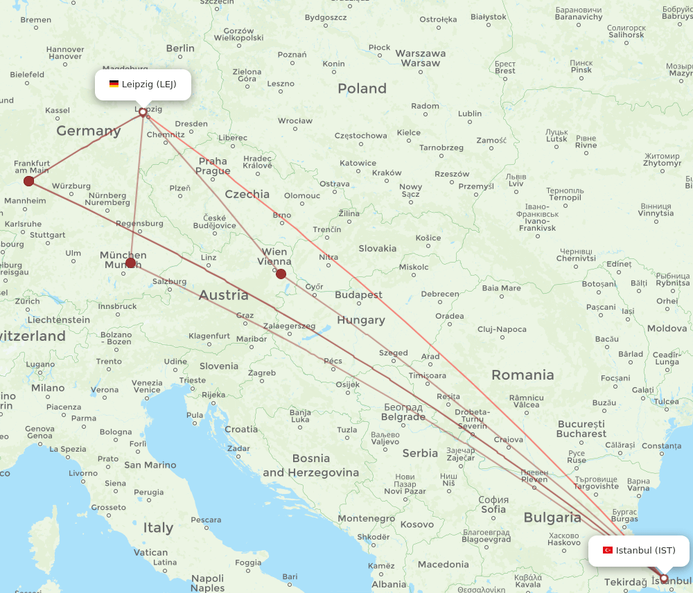 LEJ-IST flight routes
