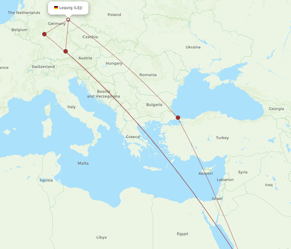 LEJ-JED flight routes