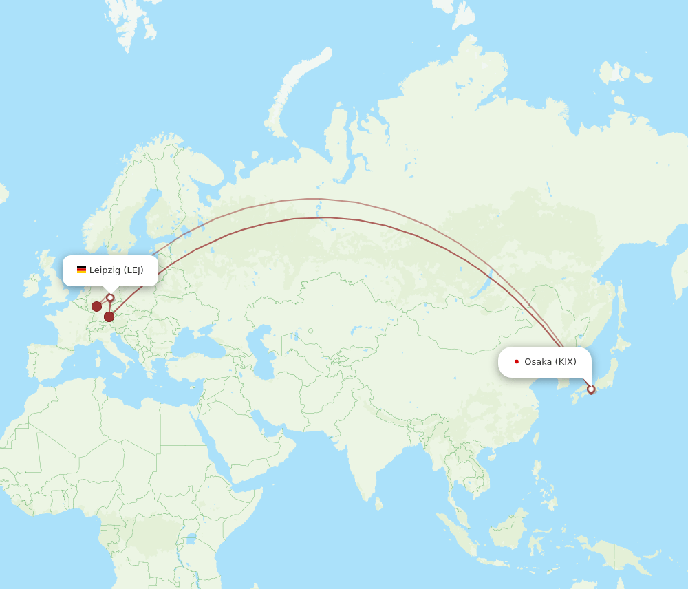 LEJ-KIX flight routes