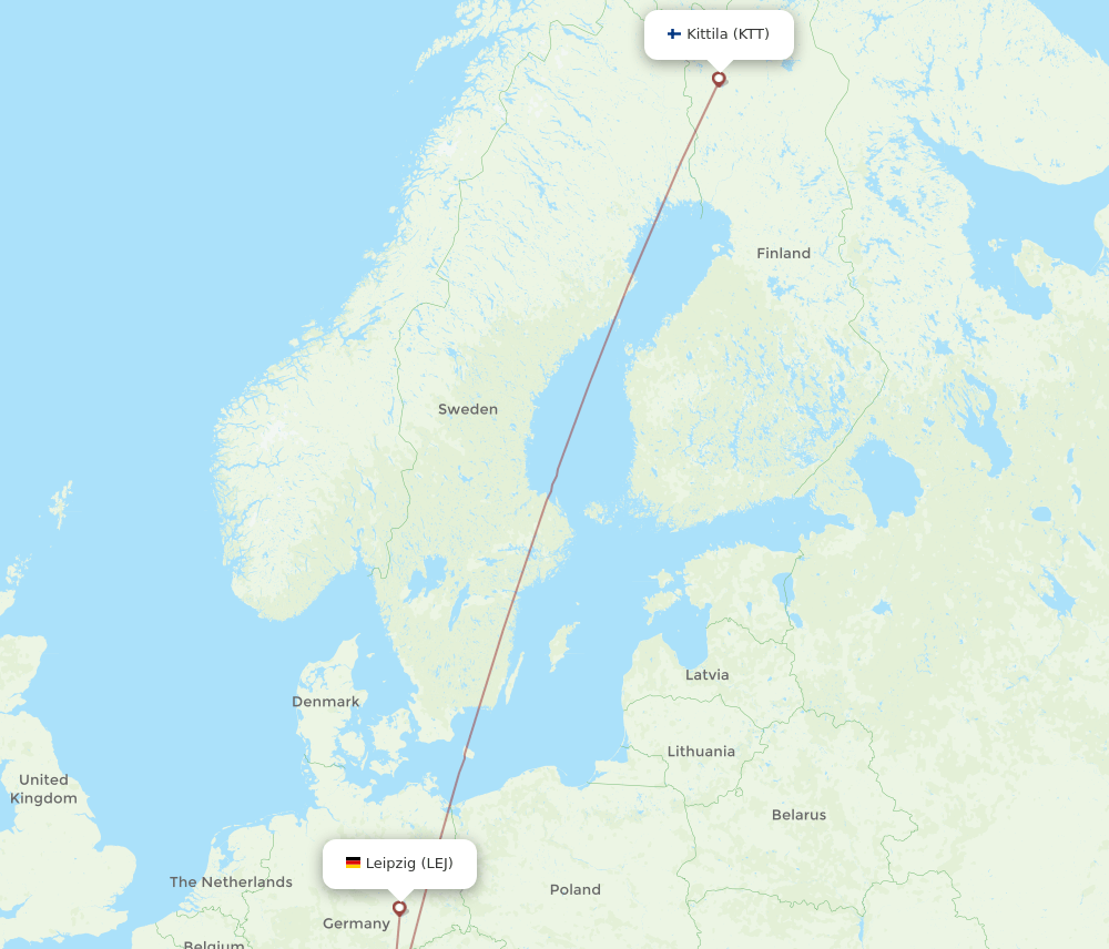 LEJ-KTT flight routes