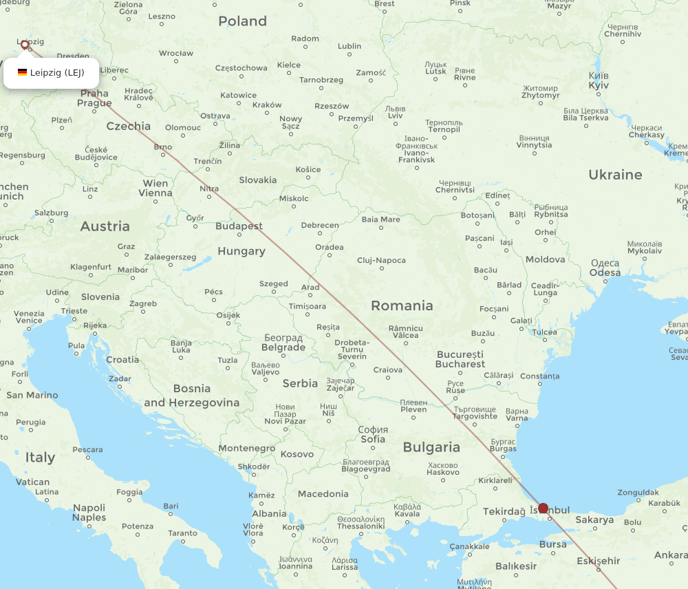 LEJ to KYA flights and routes map