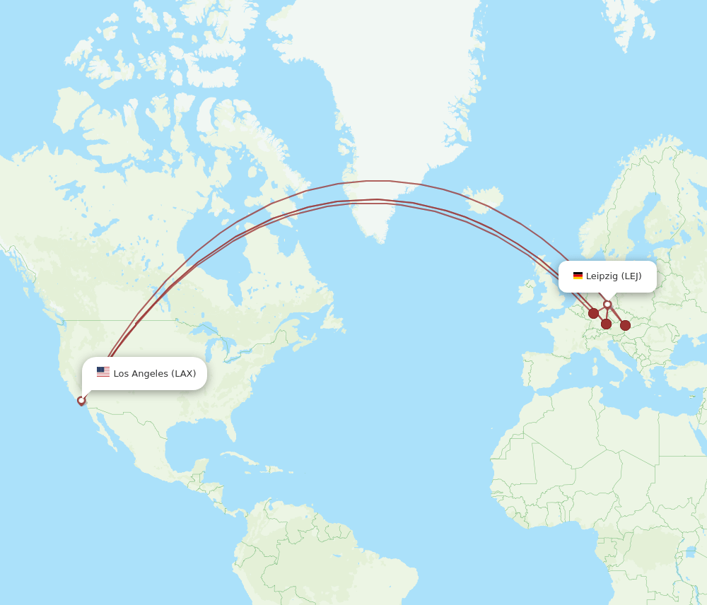 LEJ-LAX flight routes
