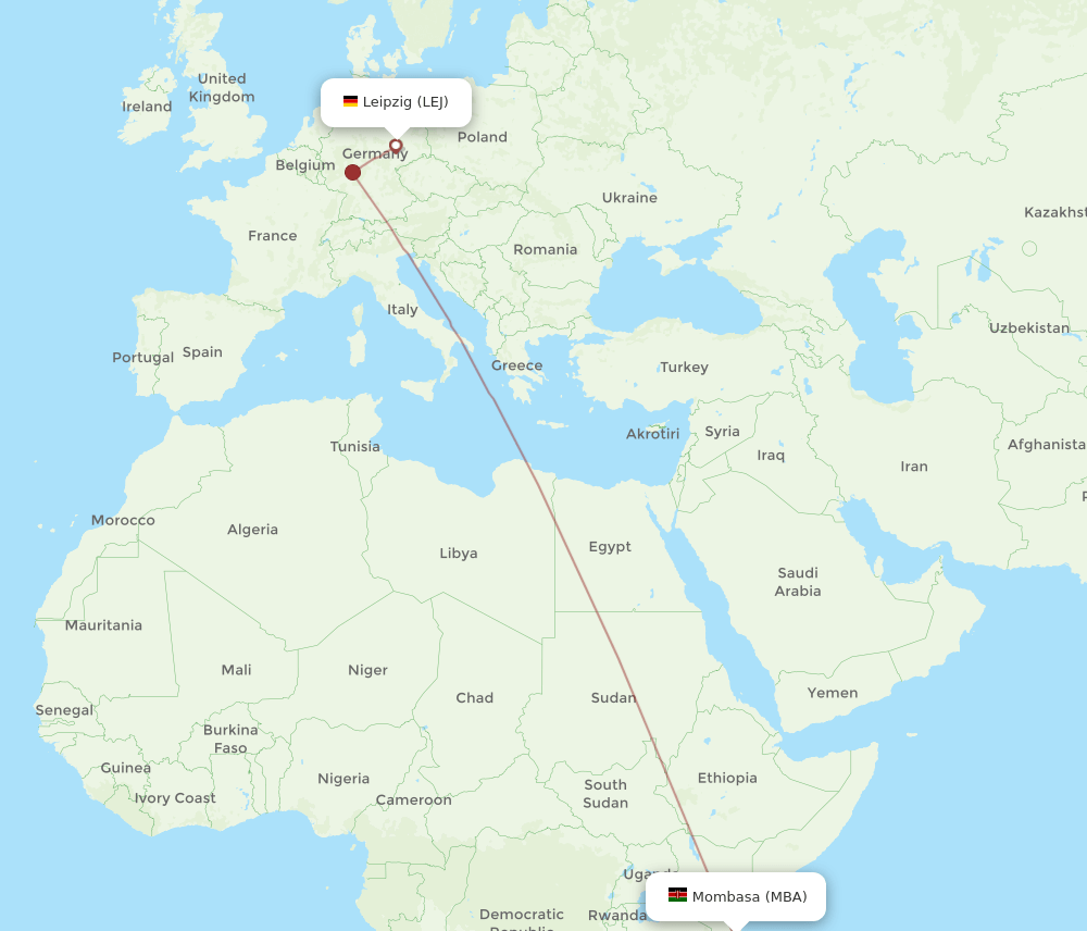 LEJ-MBA flight routes