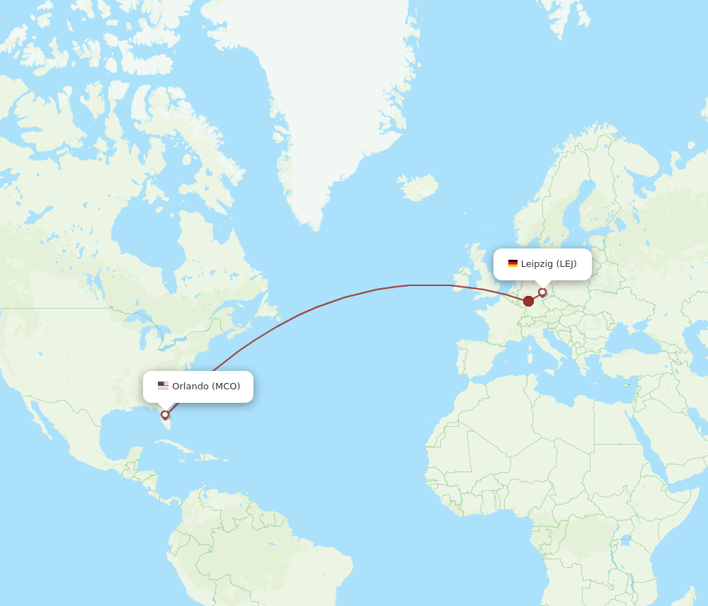 LEJ-MCO flight routes