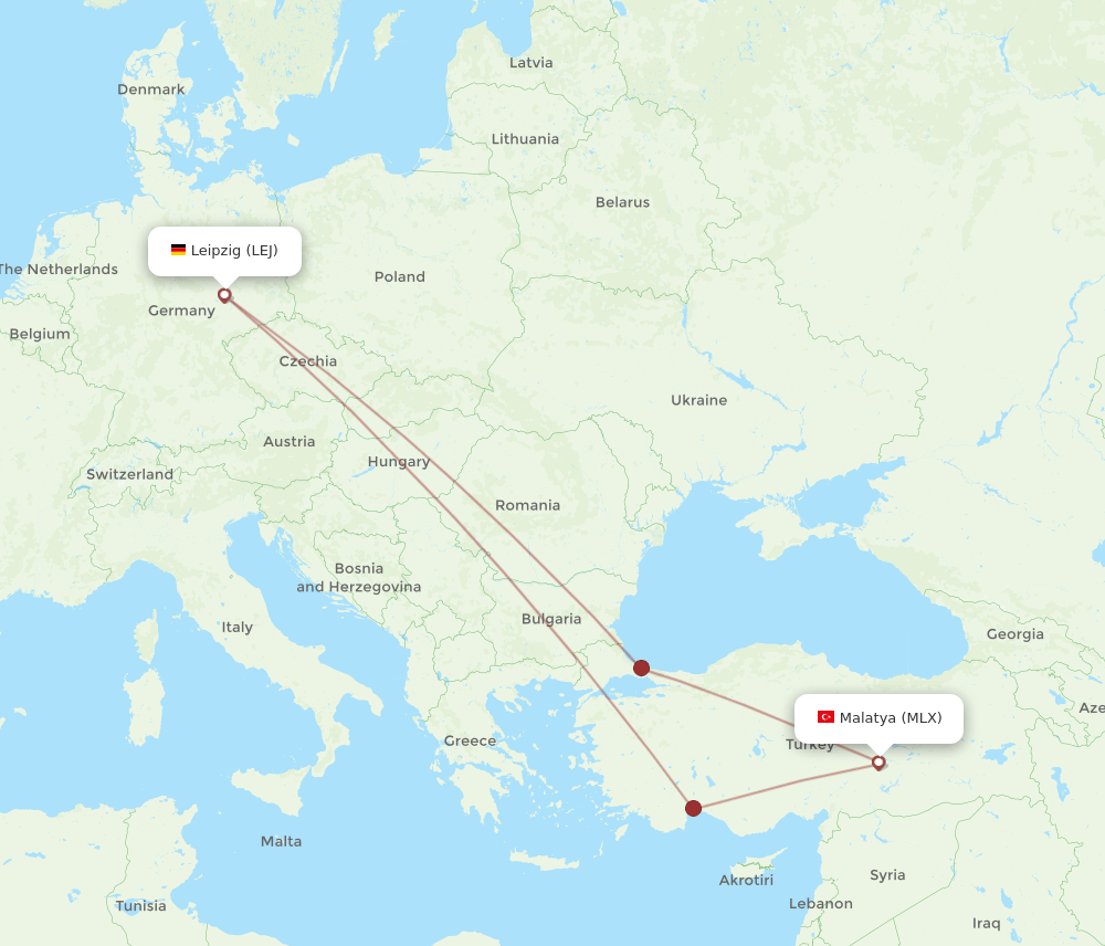LEJ to MLX flights and routes map