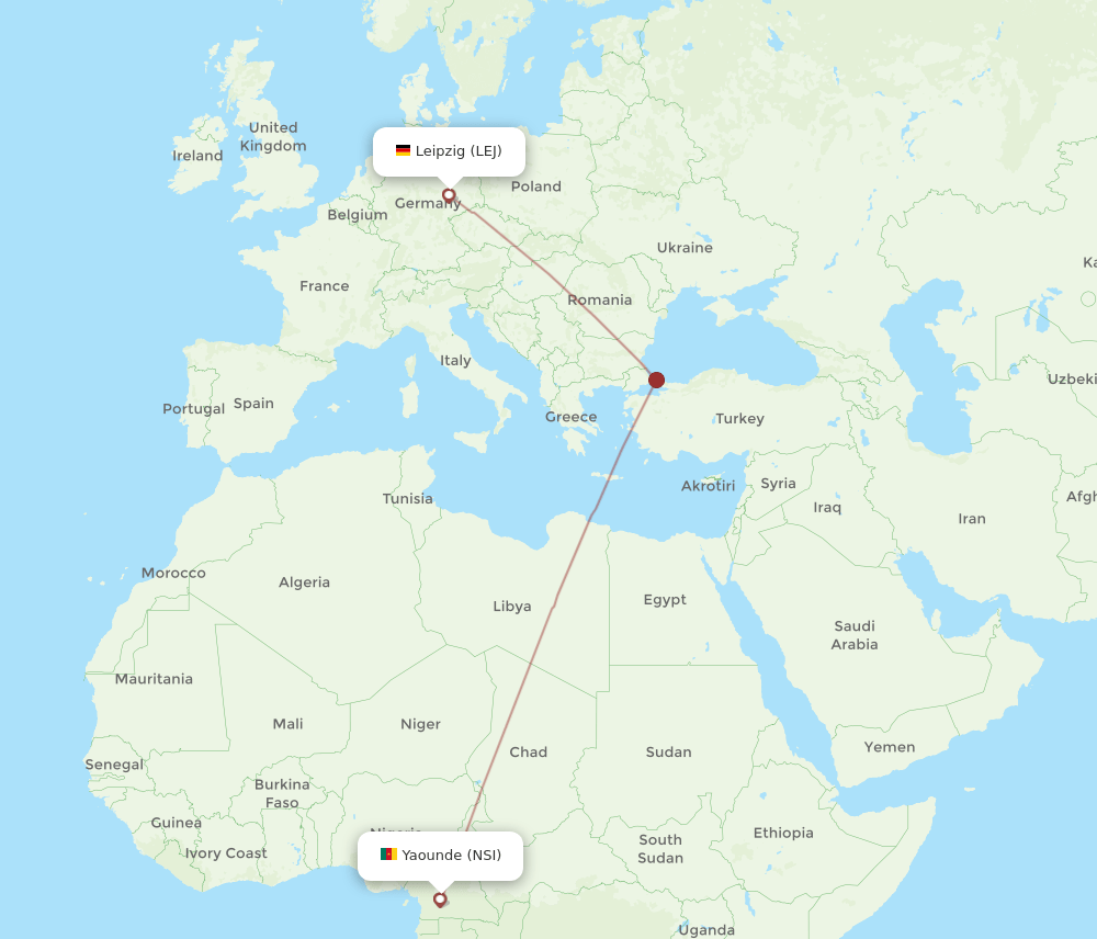 LEJ-NSI flight routes