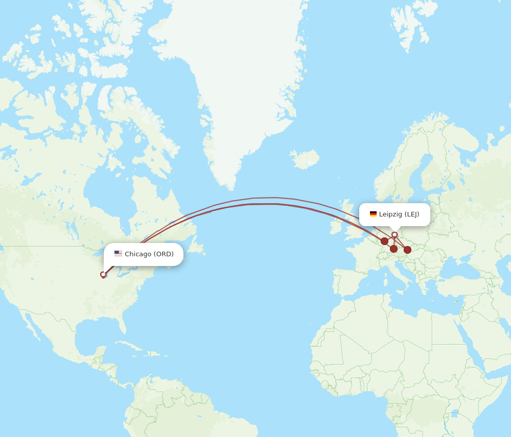 LEJ-ORD flight routes