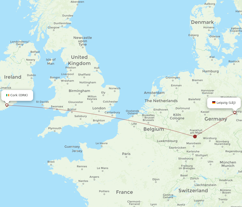 LEJ to ORK flights and routes map