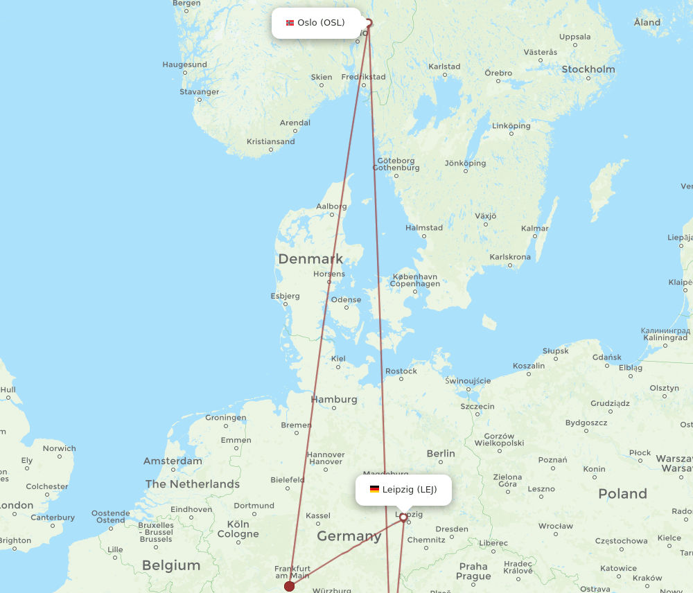 LEJ-OSL flight routes