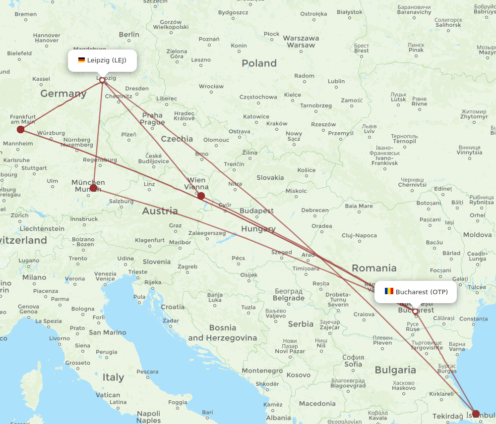 LEJ-OTP flight routes