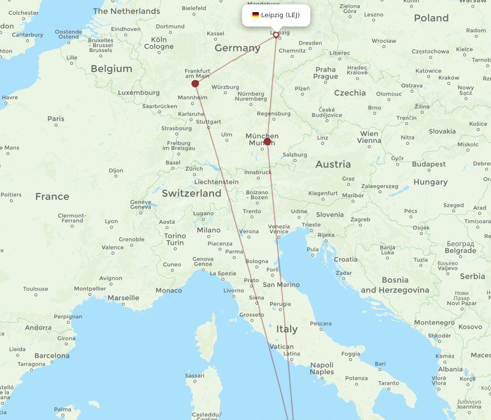 LEJ to PMO flights and routes map