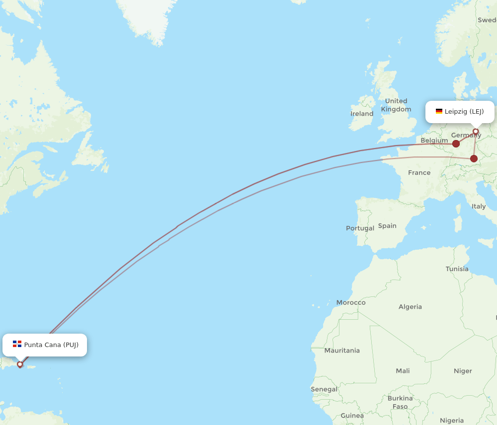 LEJ-PUJ flight routes