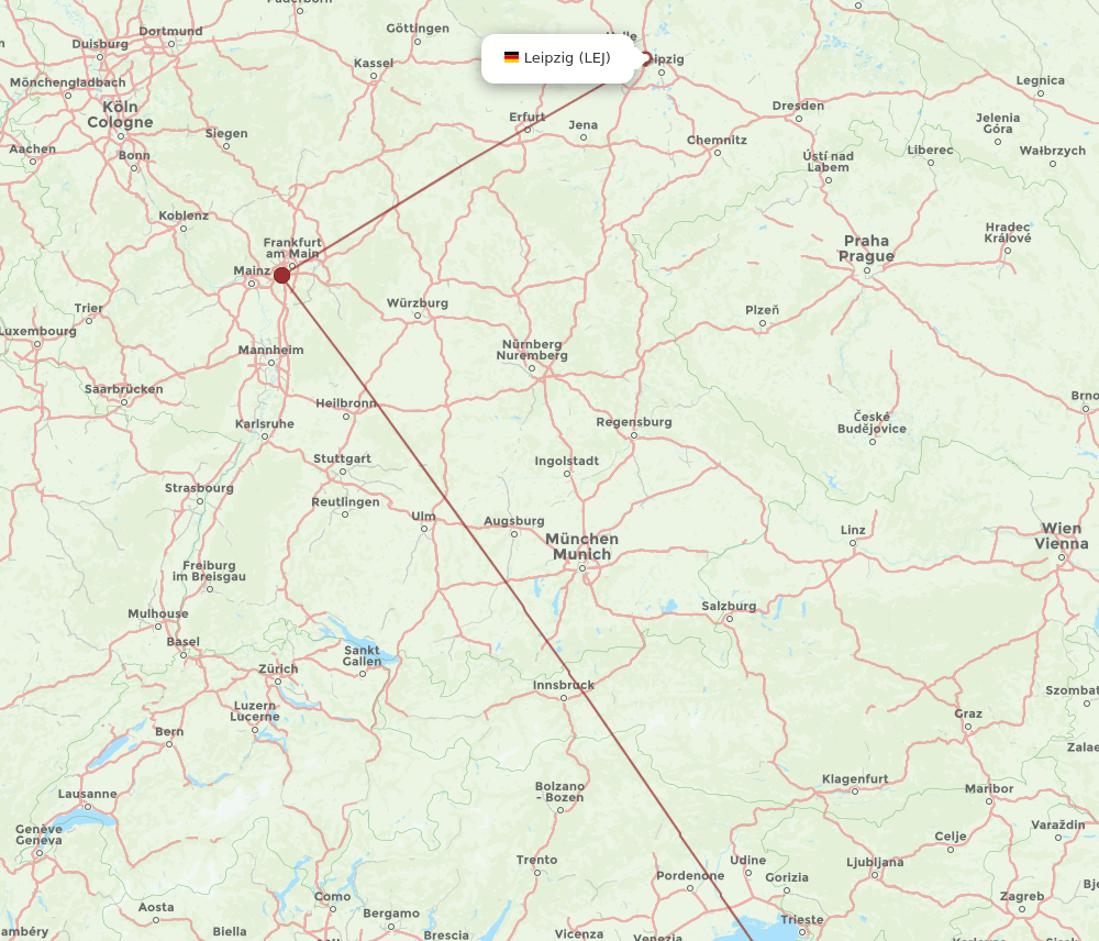 LEJ to PUY flights and routes map