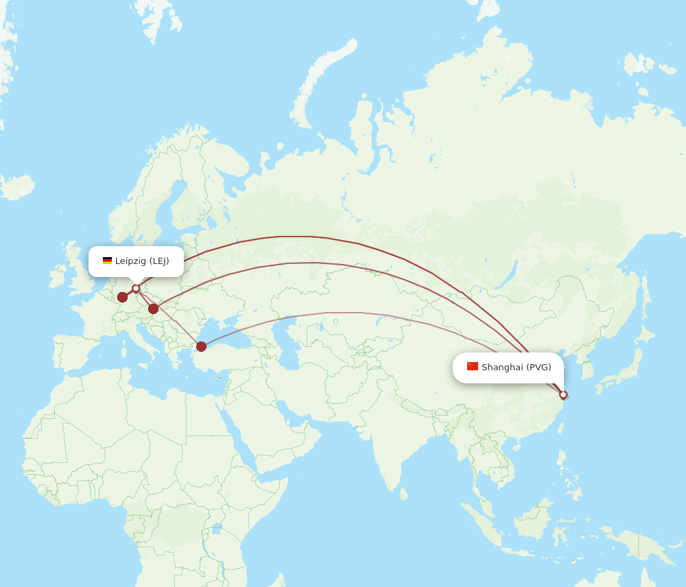 LEJ-PVG flight routes