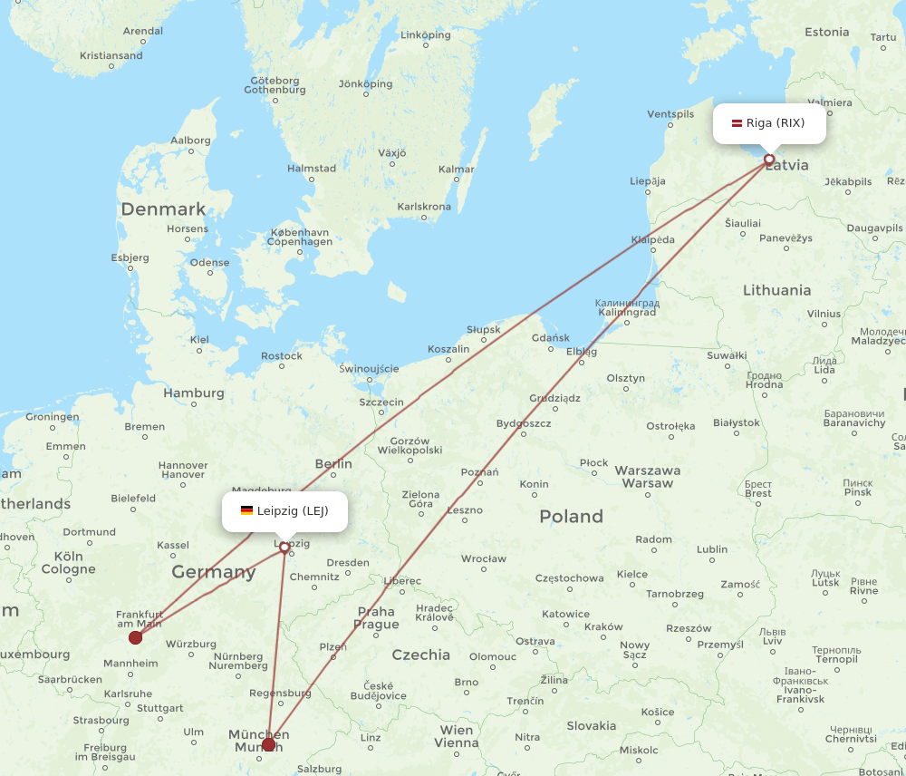 LEJ-RIX flight routes