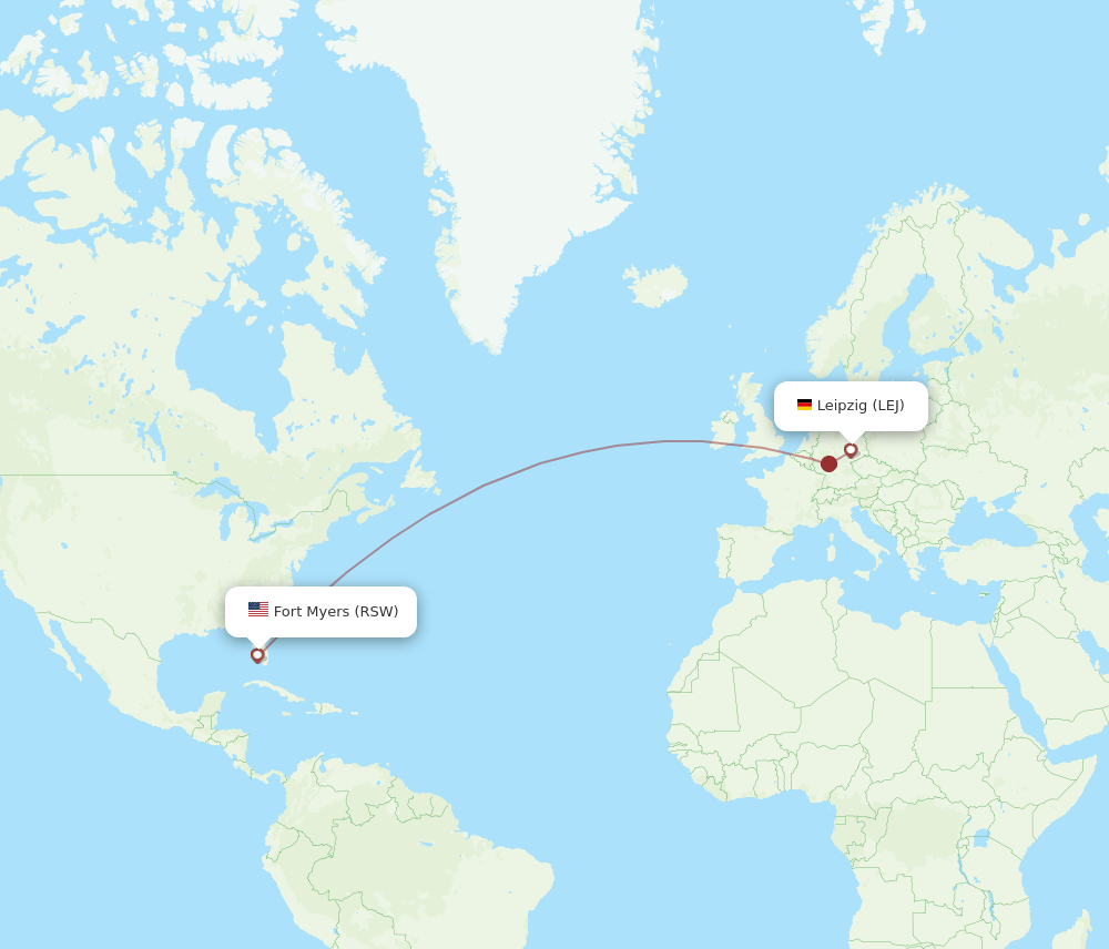 LEJ to RSW flights and routes map