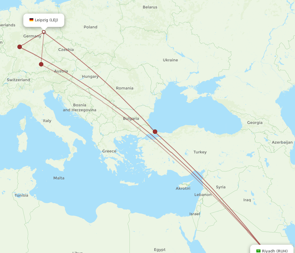 LEJ-RUH flight routes