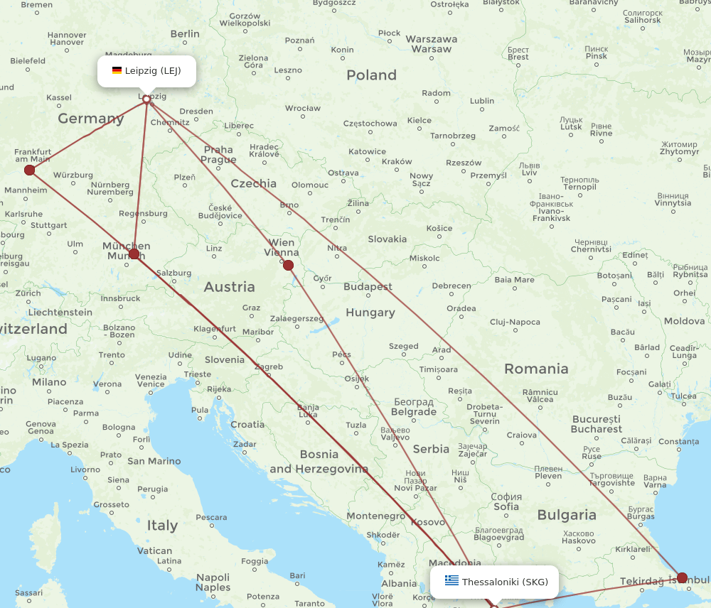 LEJ-SKG flight routes