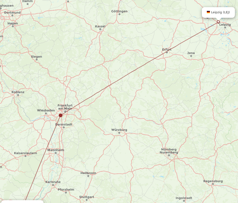 LEJ to SXB flights and routes map