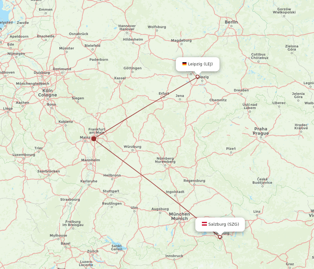LEJ-SZG flight routes