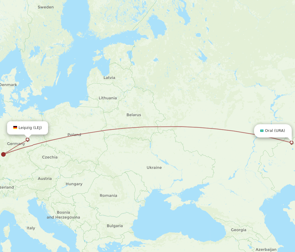 LEJ-URA flight routes