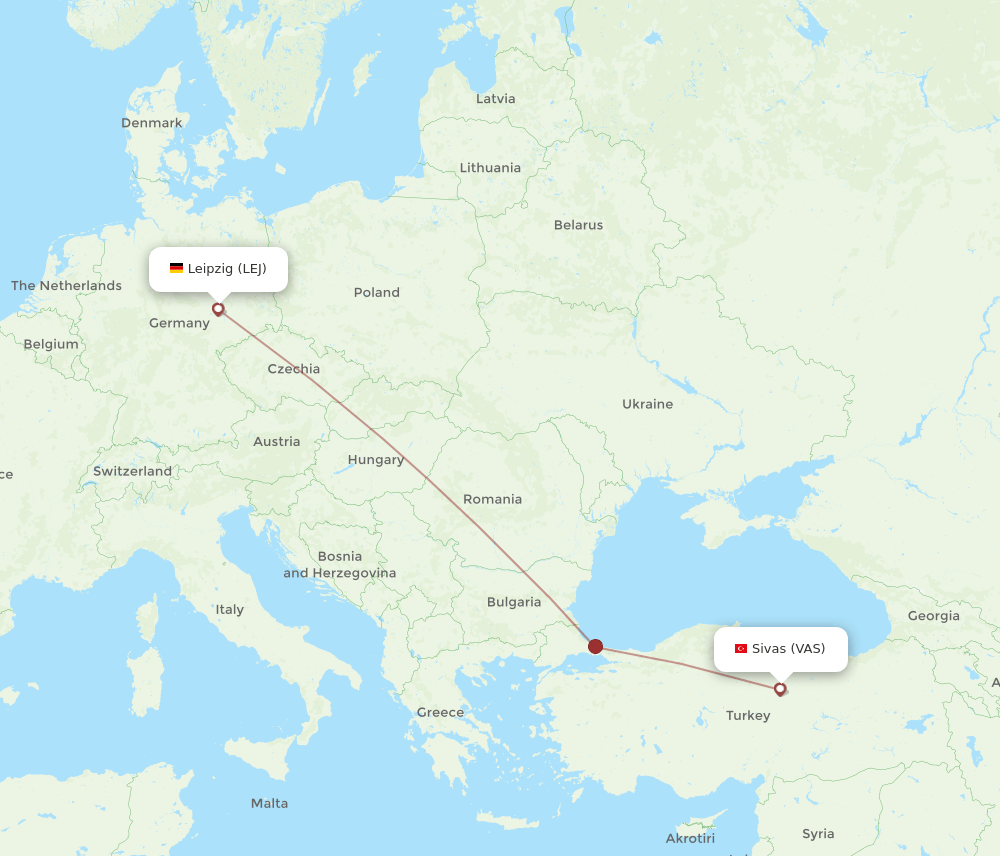LEJ-VAS flight routes