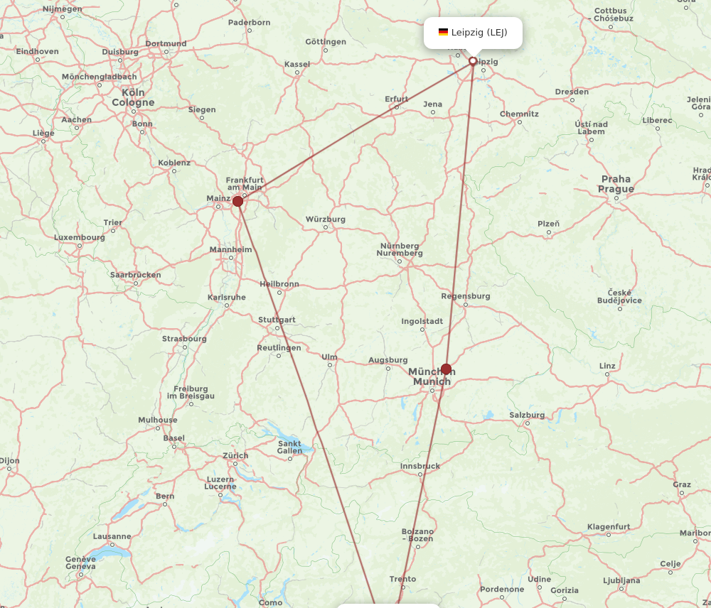 LEJ to VRN flights and routes map
