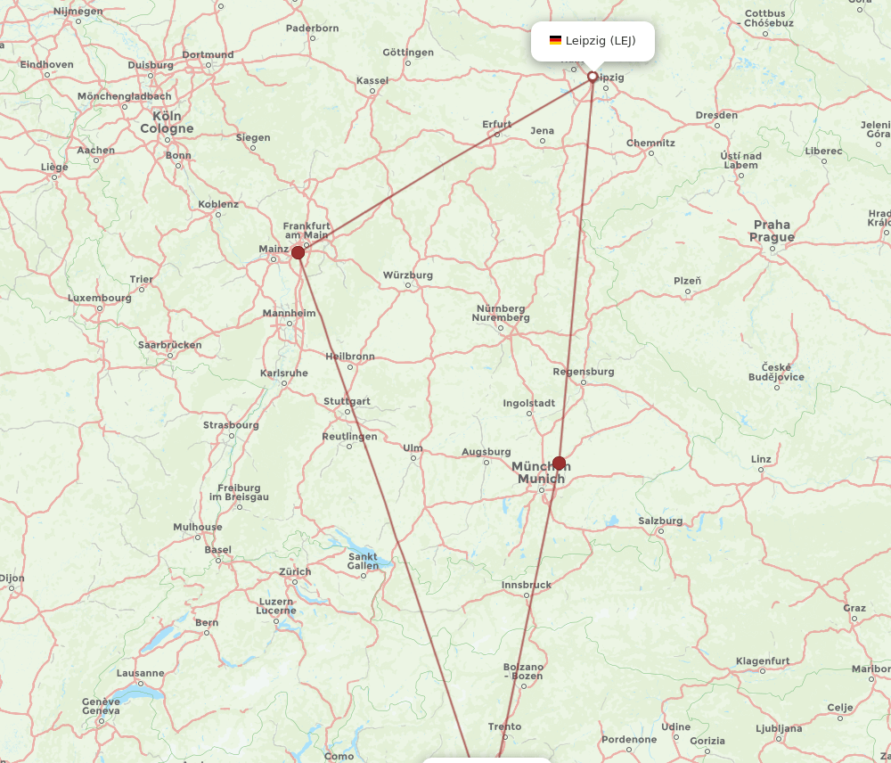 LEJ to VRN flights and routes map