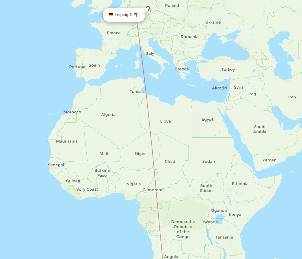 LEJ-WDH flight routes