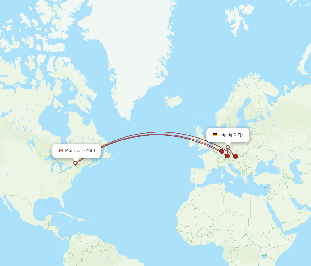 LEJ-YUL flight routes
