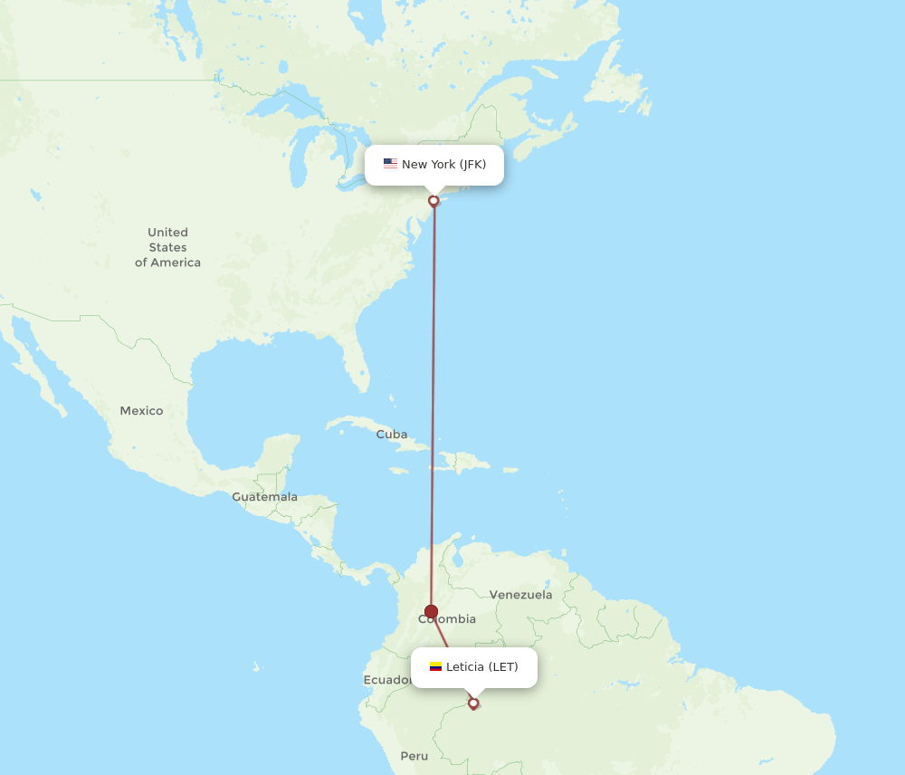 LET-JFK flight routes