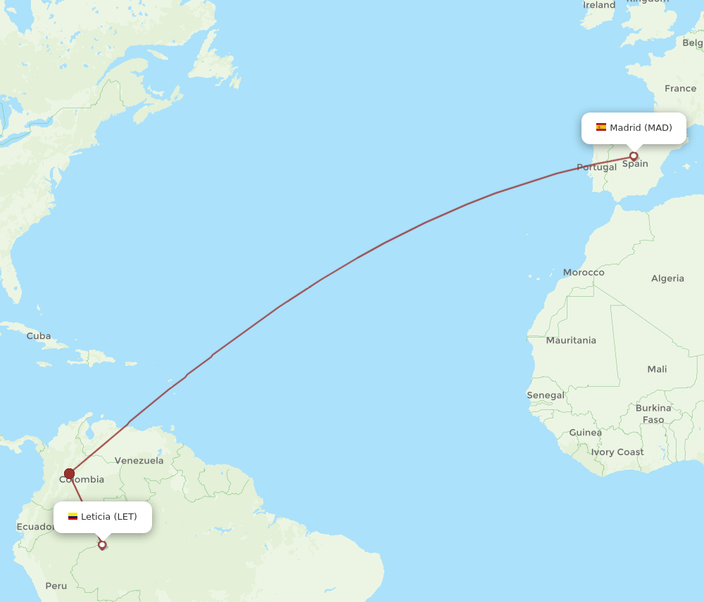 LET to MAD flights and routes map