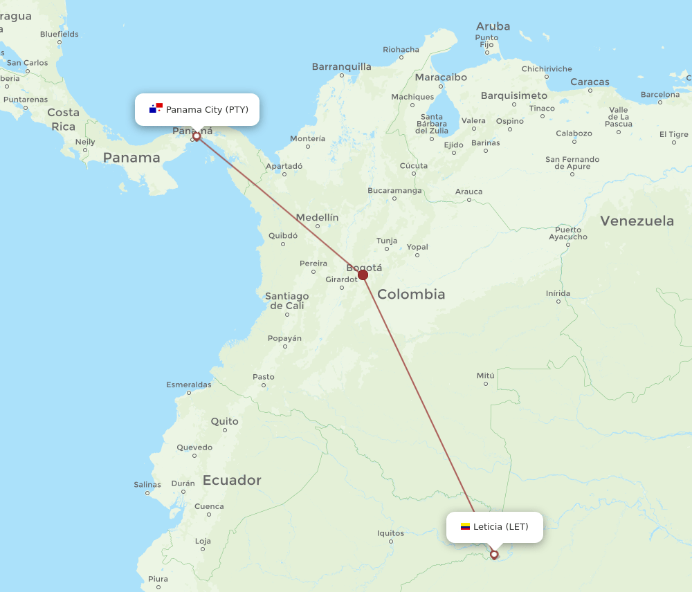LET to PTY flights and routes map