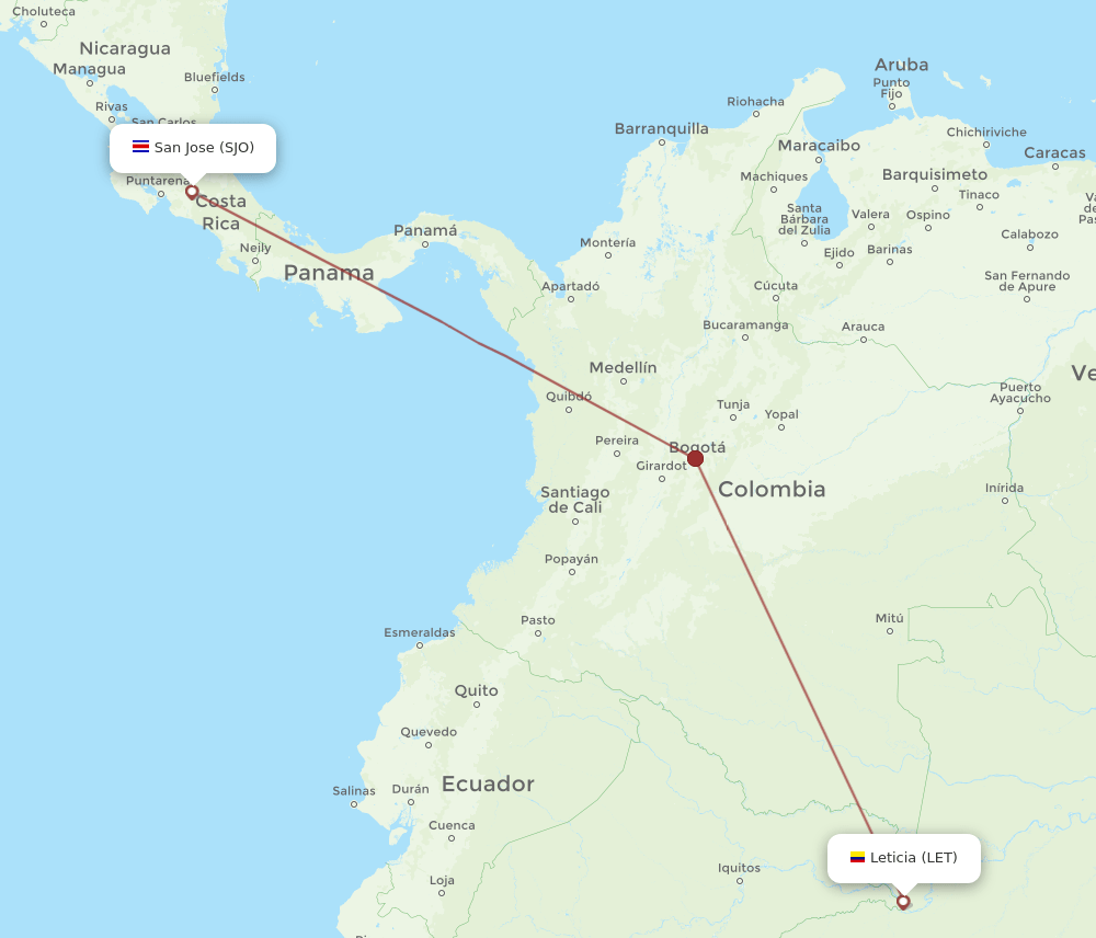 LET-SJO flight routes
