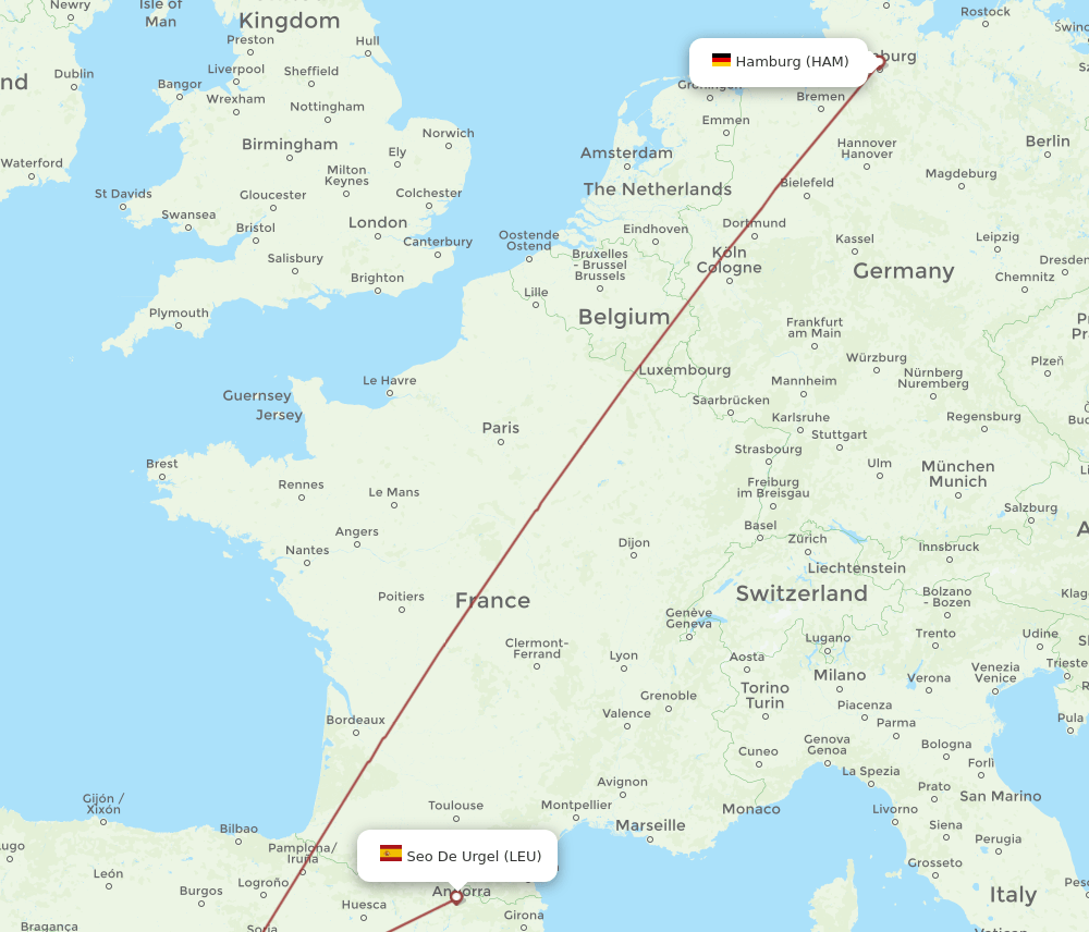 Hamburg - Seo De Urgel route map and flight paths