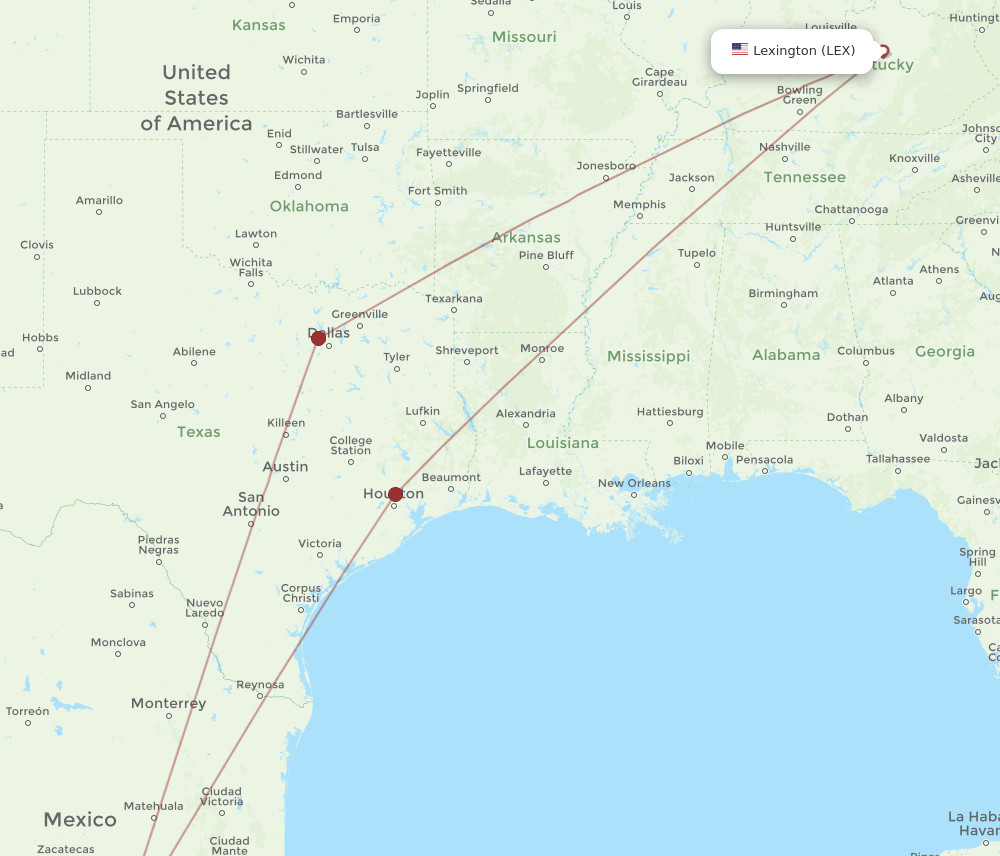 LEX-BJX flight routes