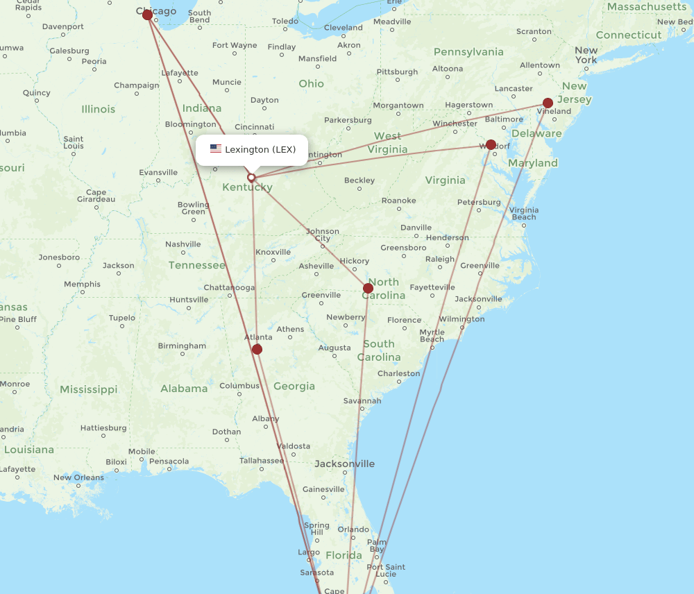 LEX-EYW flight routes