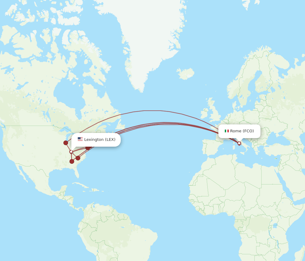 LEX-FCO flight routes